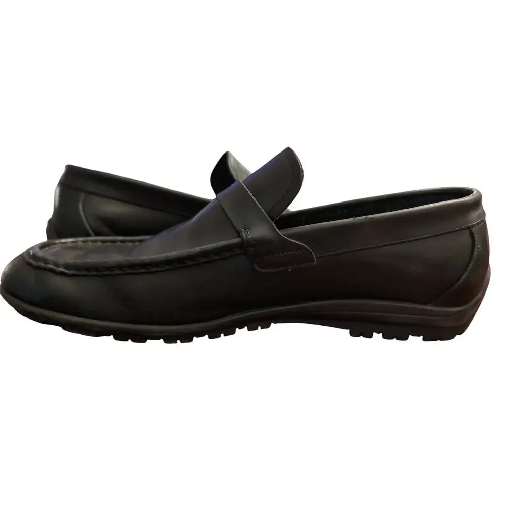 Ferragamo Gancini Loafers Womens 10 Black Leather Made In Italy Designer Shoes